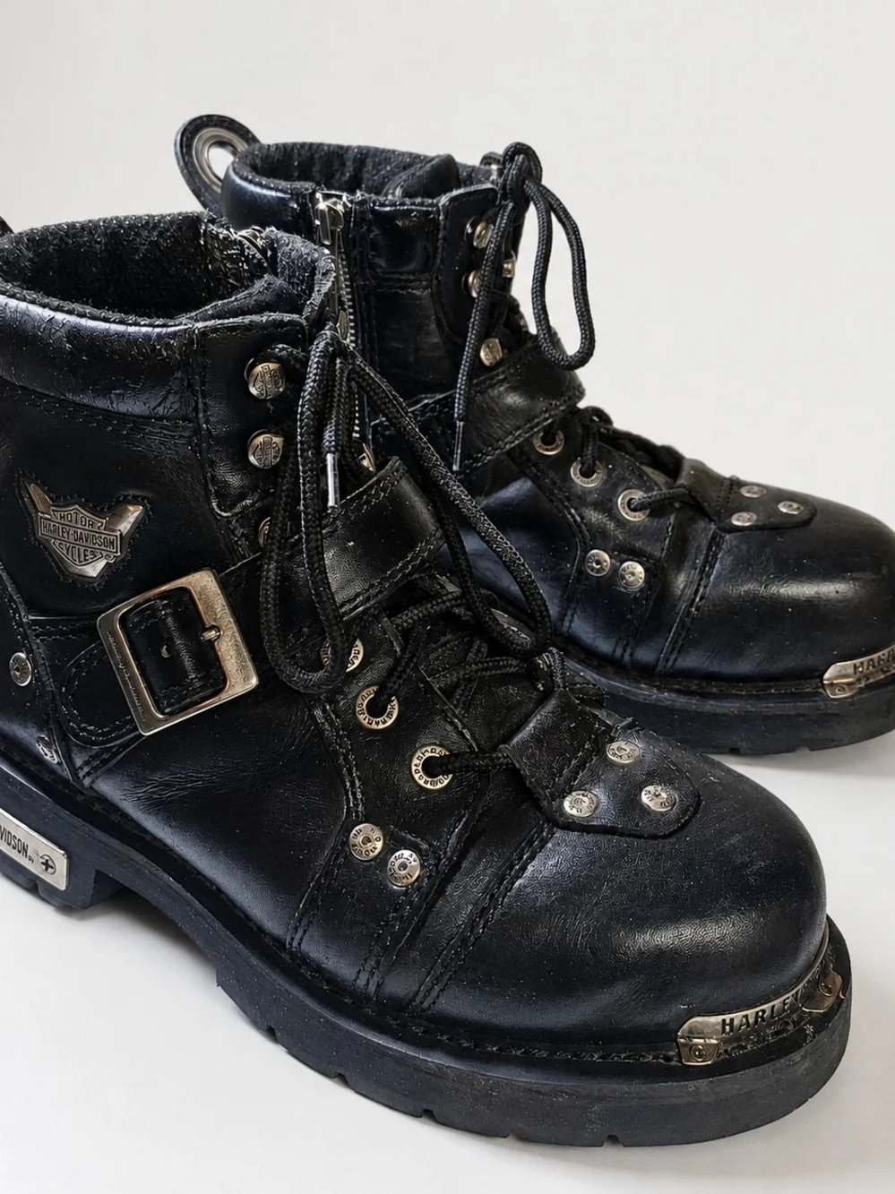 Vintage Harley Davidson USA Steel Toe Biker Boots Mens 8.5 Leather